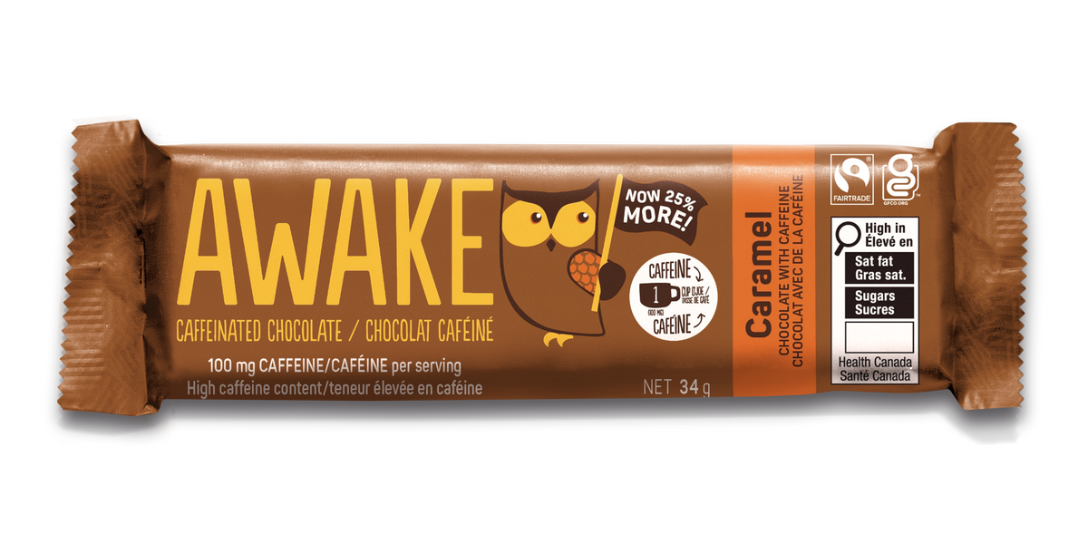 AWAKE Chocolate Caffeinated Chocolate Bars - Caramel Milk Chocolate