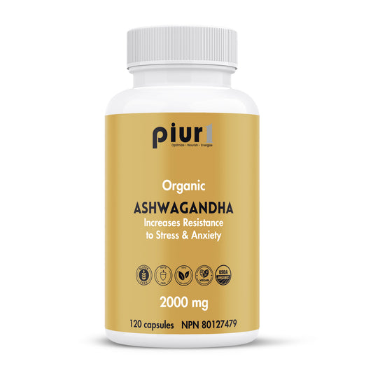 120 Vegetable Capsules | Piur1 Organic Ashwagandha Capsules 120 Vegetable Capsules