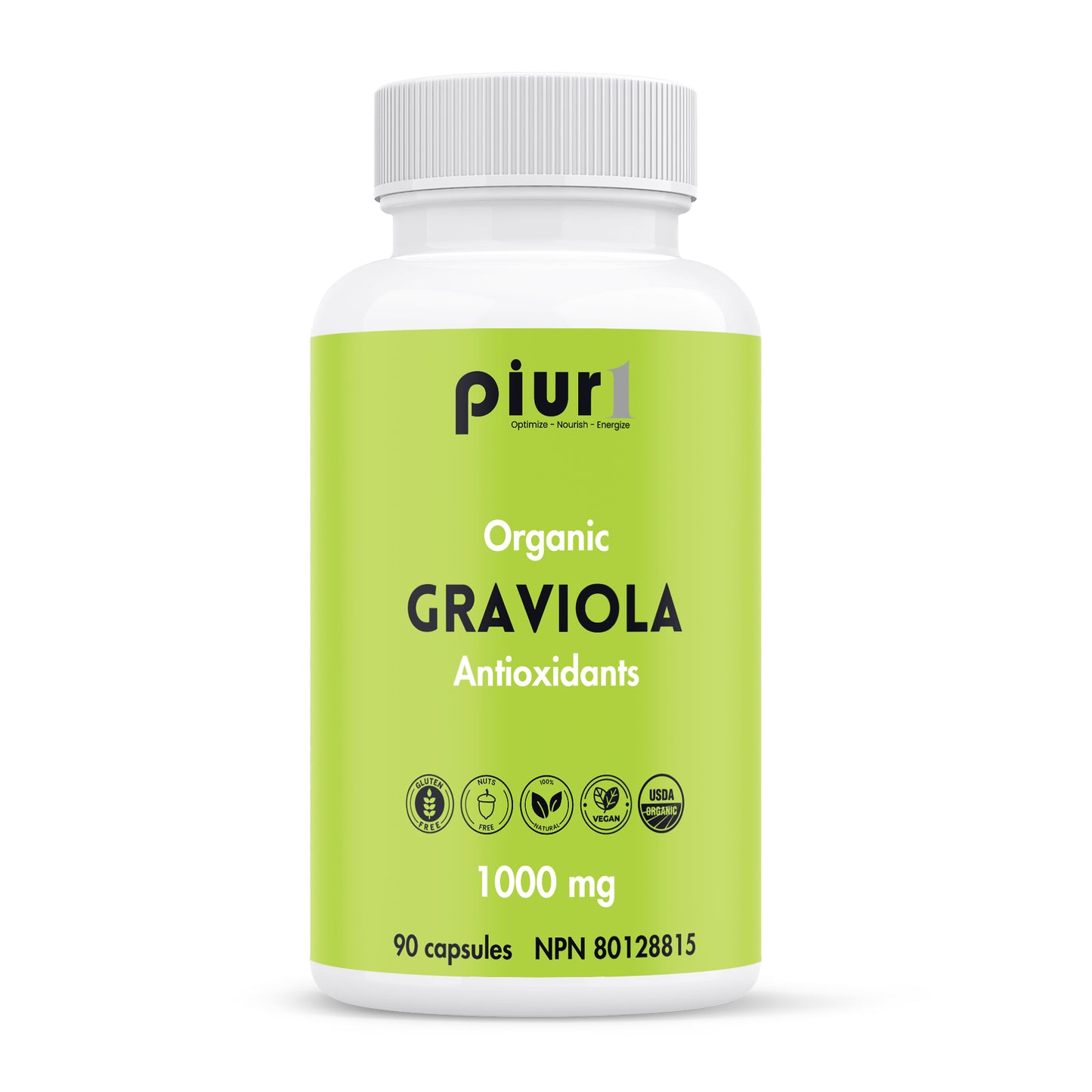 90 Vegetable Capsules | Piur1 Organic Graviola Antioxidants 90 Vegetable Capsules