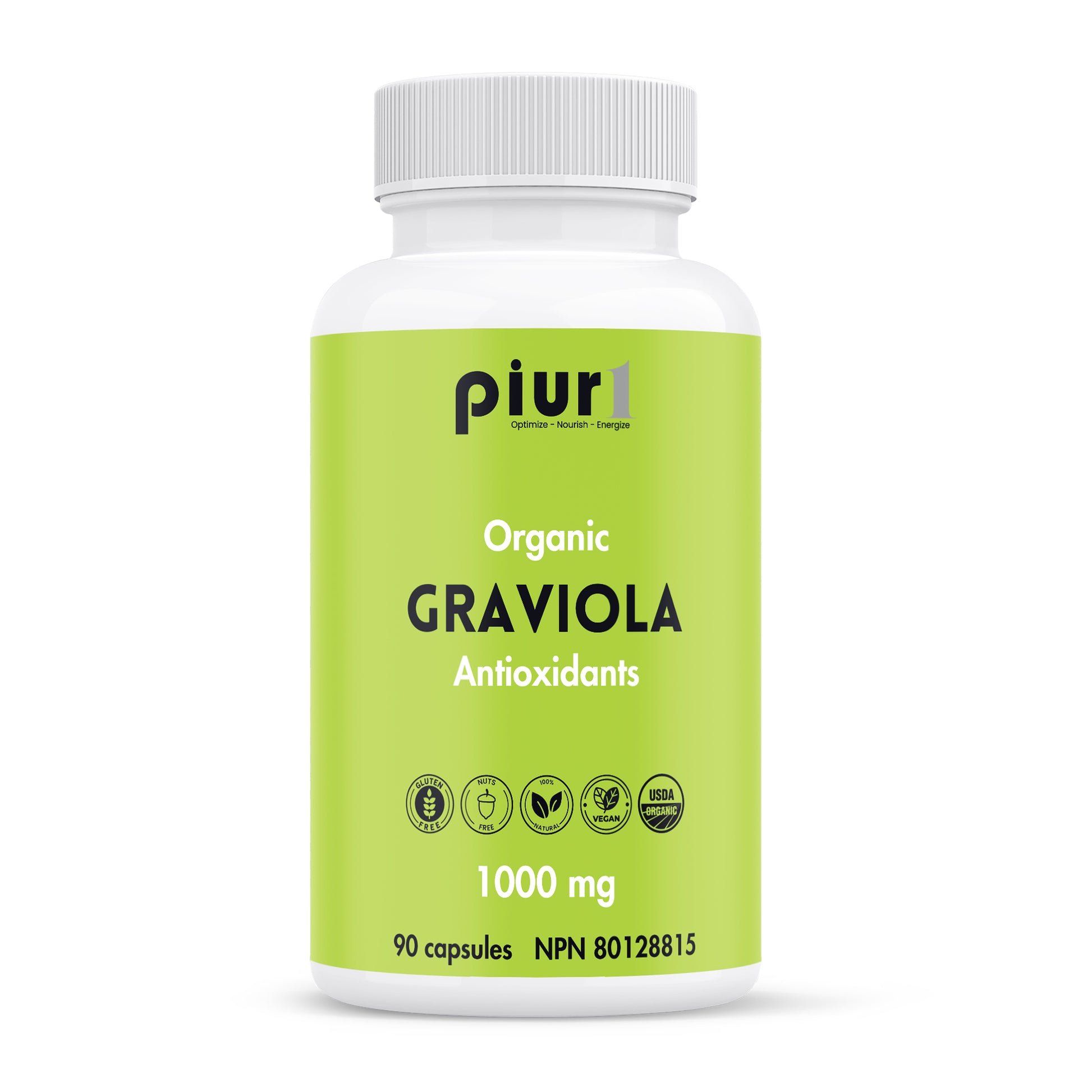 90 Vegetable Capsules | Piur1 Organic Graviola Antioxidants 90 Vegetable Capsules