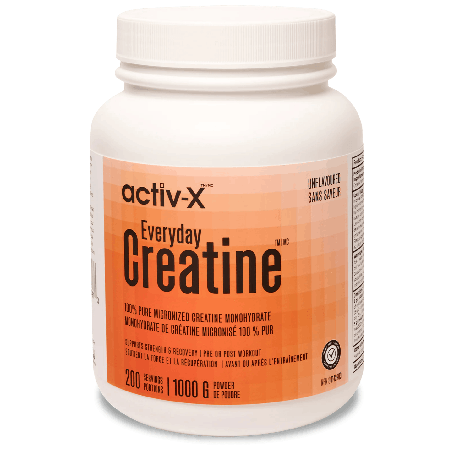 1000g Unflavoured | Platinum Naturals Activ-X Everyday Creatine nutrition facts