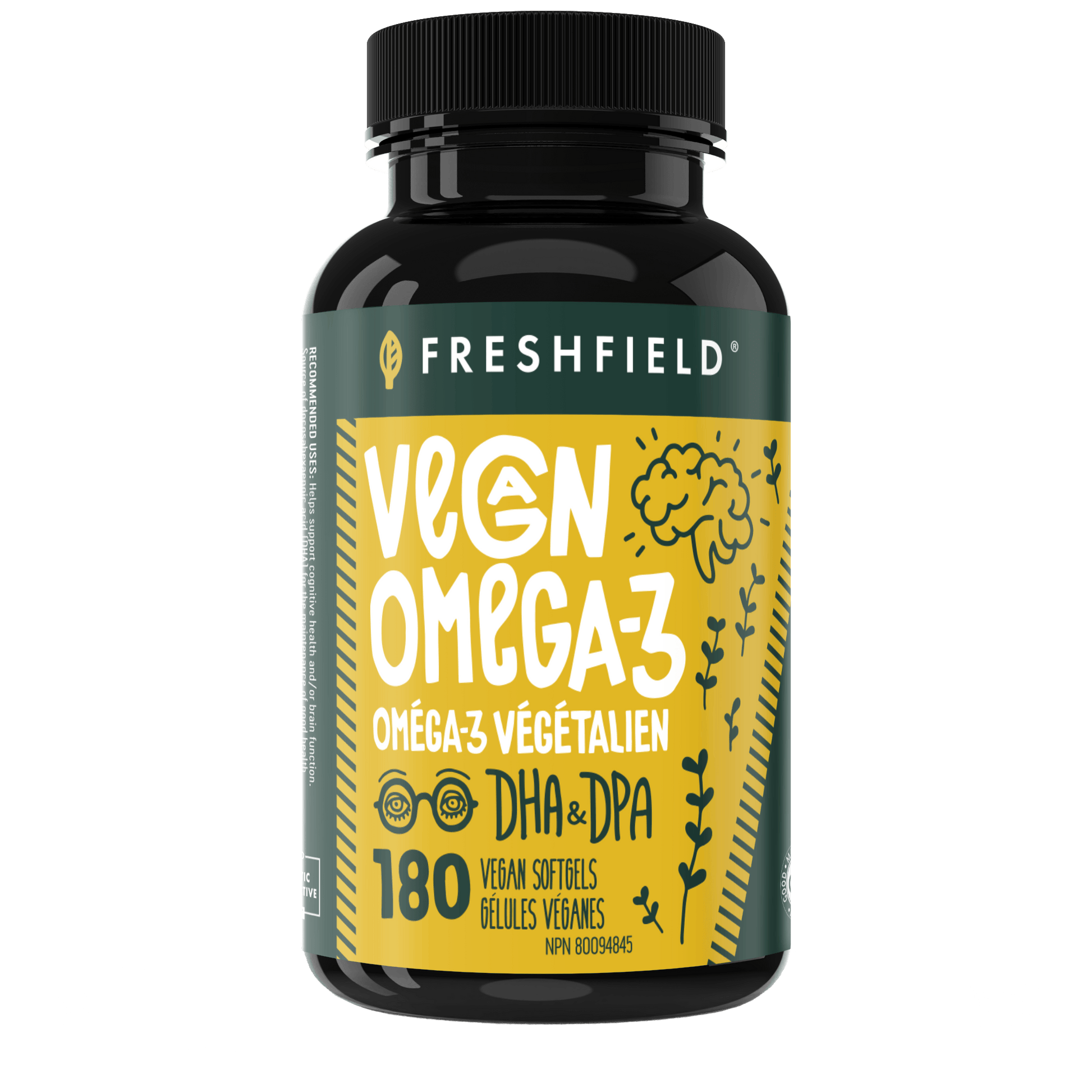 Freshfield Vegan Omega-3 DHA and DPA 180 Vegetable Capsules