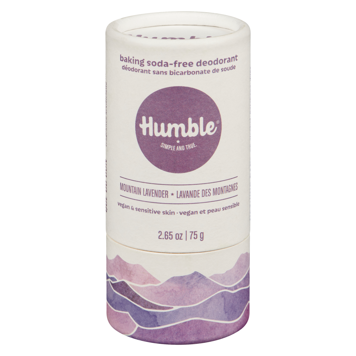 Humble Brands Vegan Sensitive Skin Deodorant, Lavender, Baking Soda Free, 75g Plastic-Free Tube