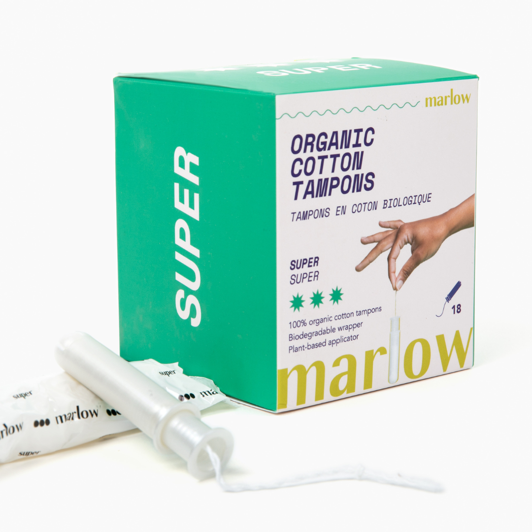 Marlow Organic Cotton Applicator Tampons, Light, Regular or Super, 18 Tampons - Super