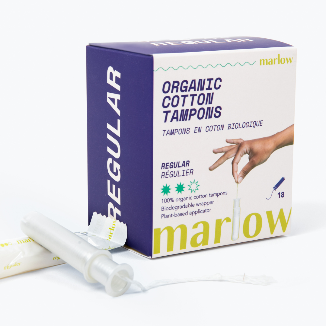 Marlow Organic Cotton Applicator Tampons, Light, Regular or Super, 18 Tampons - Regular