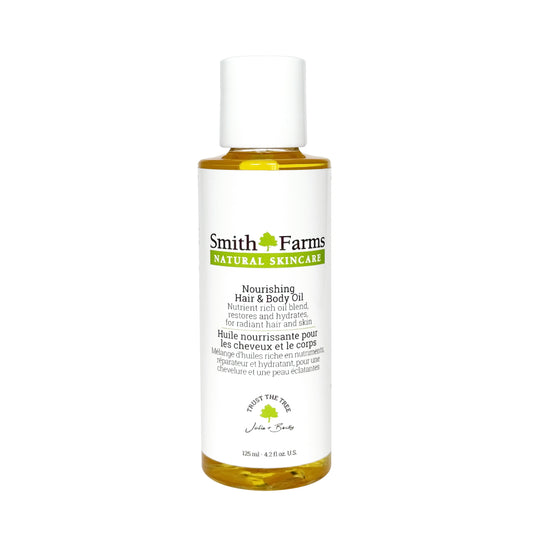 Smith Farms Nourishing Hair and Body Oil with Jojoba, Sunflower and Rice Bran Oils, Multi-Use Moisturizing Oil, Orange Scent, 125ml