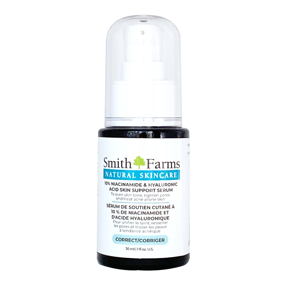 Smith Farms Niacinamide & Hyaluronic Acid Serum with Lactobacillus Ferment and Resveratrol, Hydrating Serum for Even Tone and Pores, 30ml
