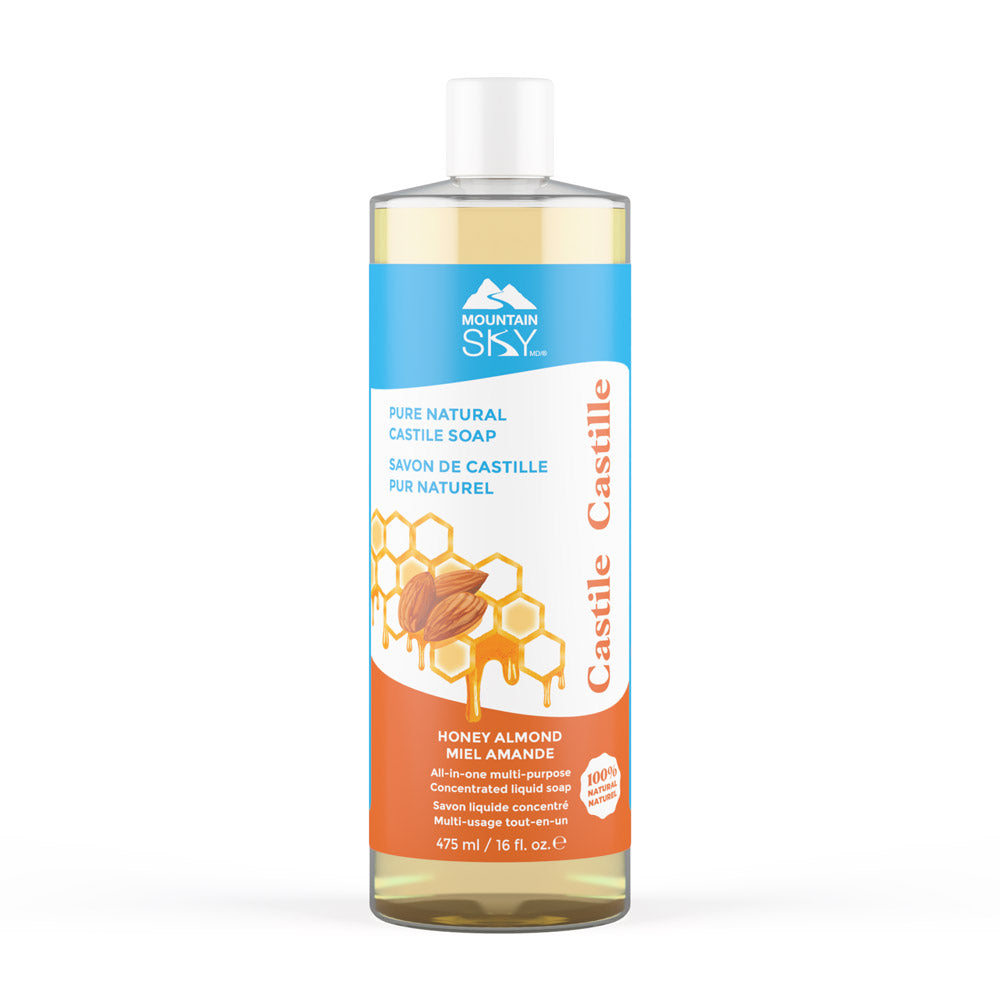 Mountain Sky Castile Liquid Soap, 7 Scents, 475ml-4L - Honey Almond / 475ml