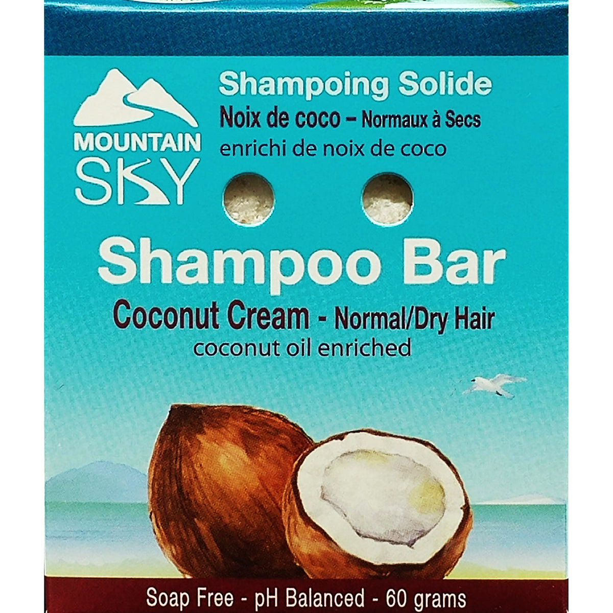Mountain Sky Shampoo Bar, 6 Scents, 60g - Coconut Cream