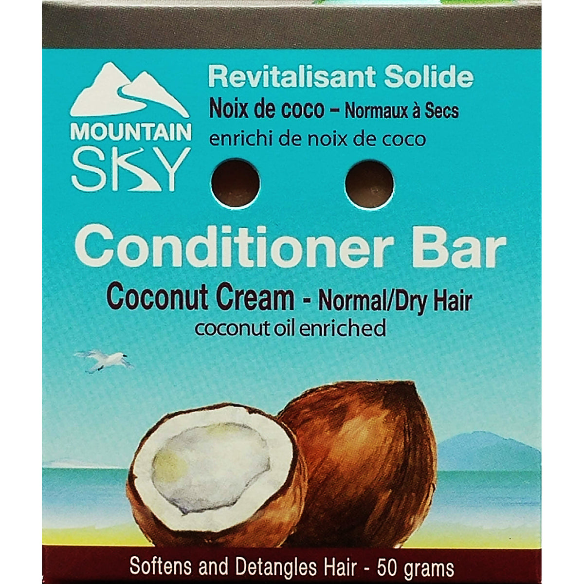Mountain Sky Conditioner Bar, 6 Scents, 50g - Coconut Cream
