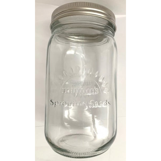 Mumm's 1L Glass Sprouting Jar with Stainless Steel Mesh Lid