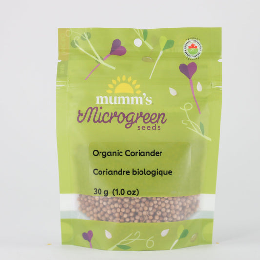 Mumm's Certified Organic Coriander (Cilantro) Microgreen Seeds, 30g