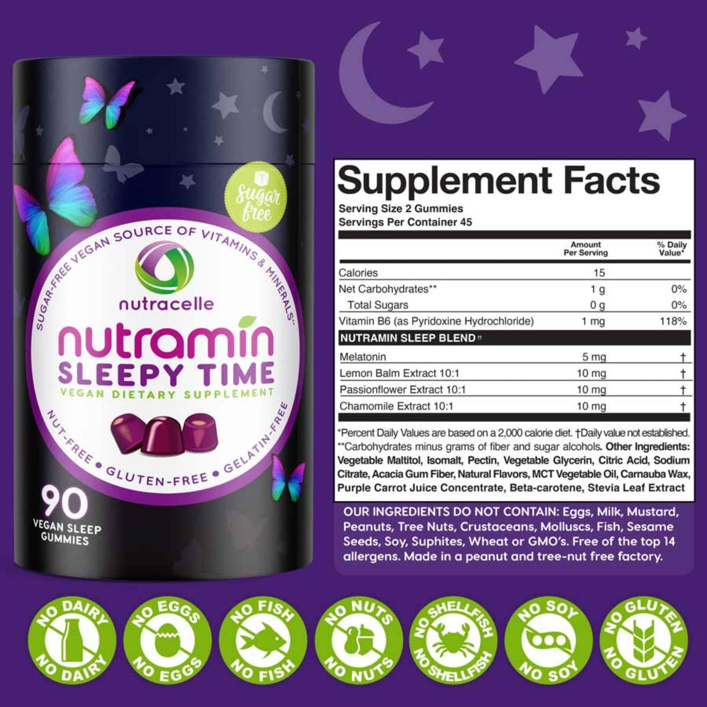 90 Vegan Gummies | Nutramin Sleepy Time Gummies