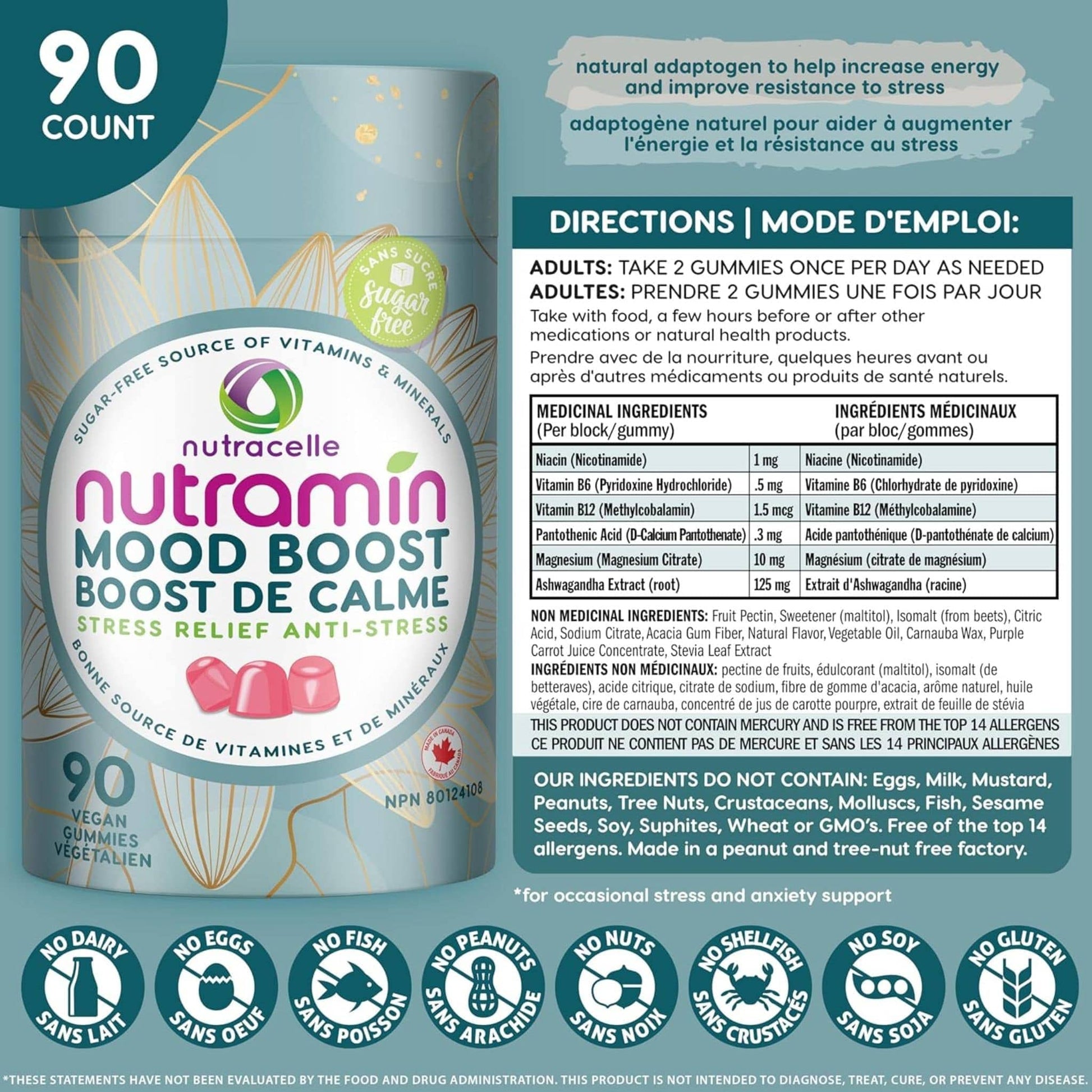 90 Vegan Gummies | Nutramin Mood Boost Stress Relief