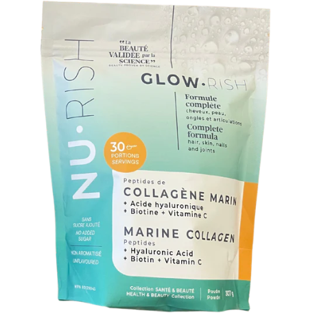 NuRish Marine Collagen Powder with Hyaluronic Acid, Vitamin C and Biotin, Unflavoured, 307g