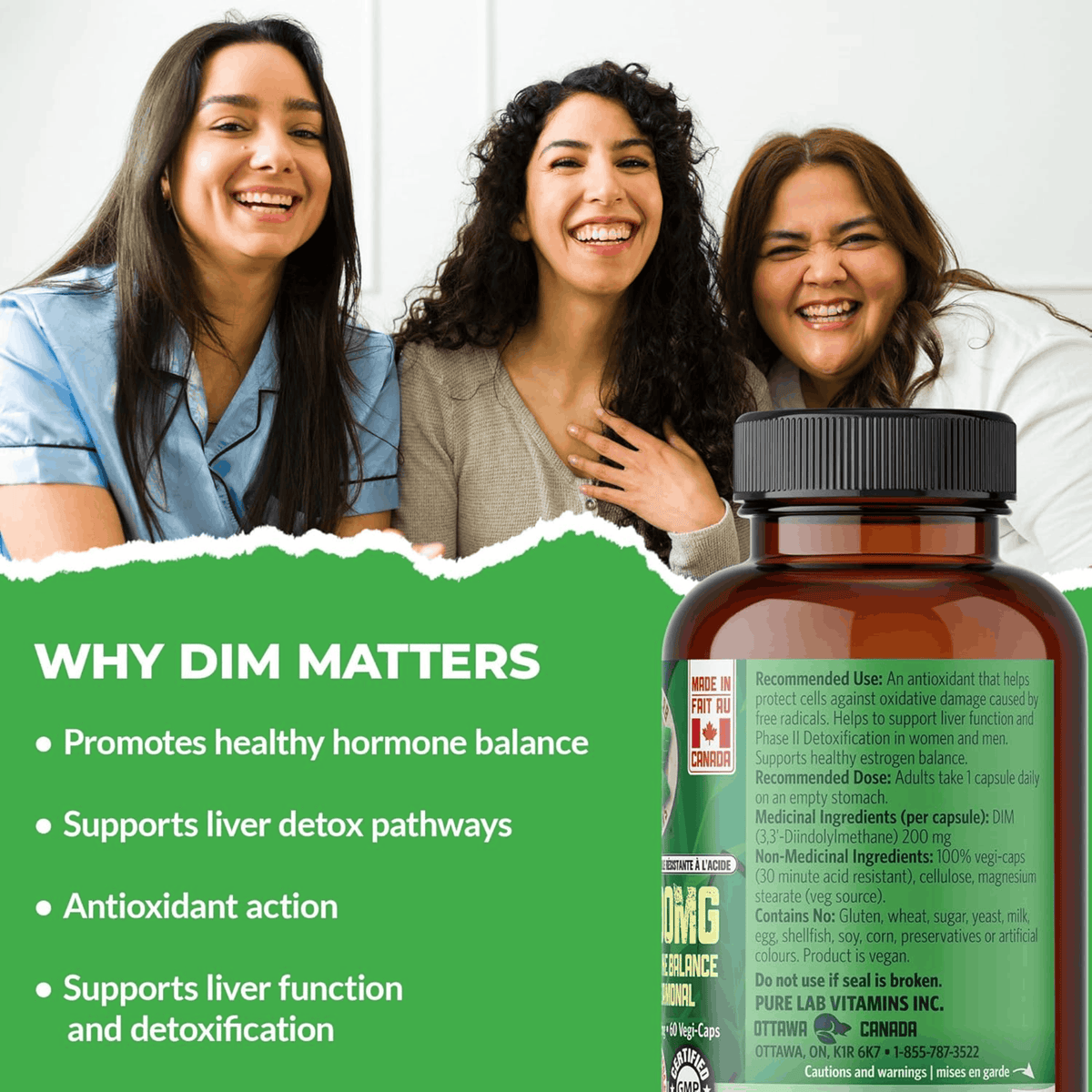60 Vegetable Capsules | Pure Lab Vitamins DIM 200mg