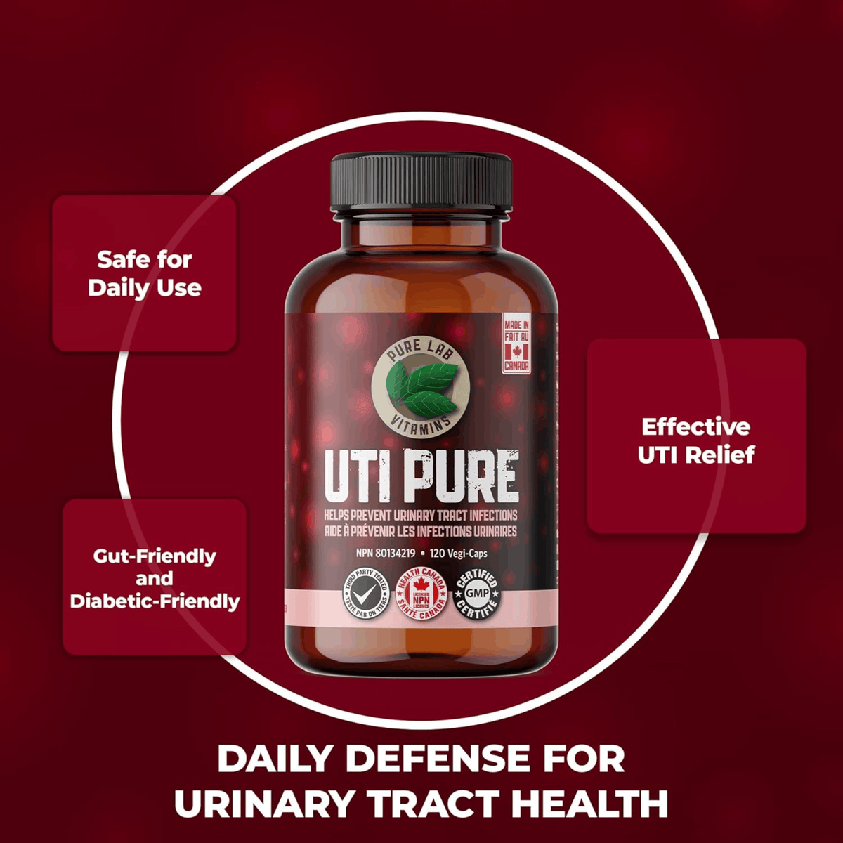 120 Vegetable Capsules | Pure Lab Vitamins UTI Pure