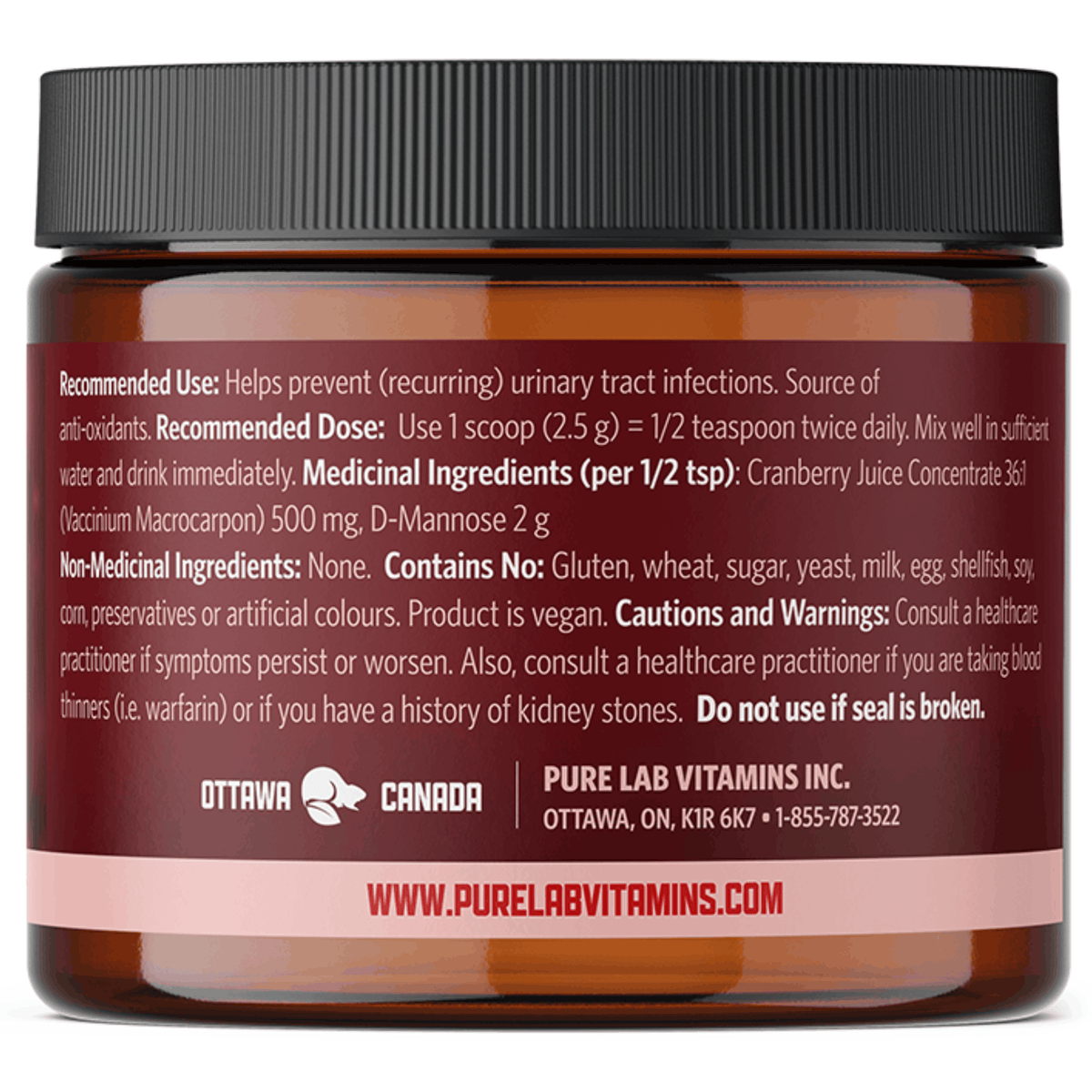 125g Natural Flavour | Pure Lab Vitamins UTI Pure Powder