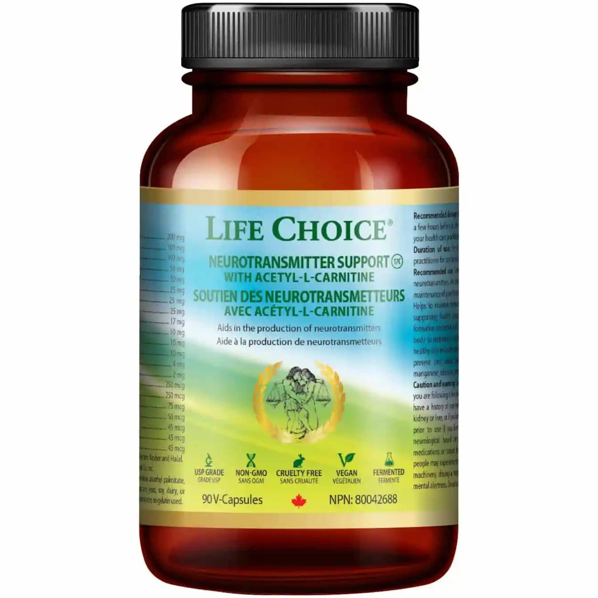 90 V-Capsules | Life Choice Neurotransmitter Support With Acetyl-L-Carnitine