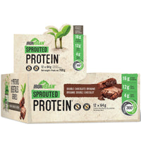 Iron Vegan Sprouted Protein Bars, 16g Protein & 17g of Fibre Per Day, Only 4g of Sugar, Gluten-Free & Non-GMO, Box of 12 Bars