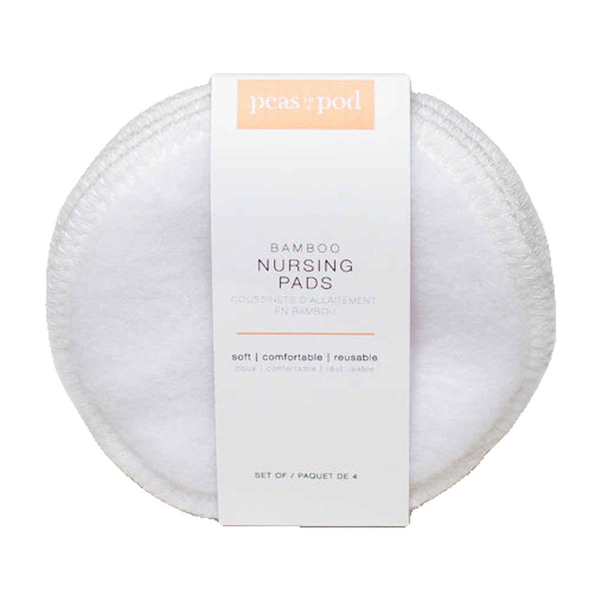 Peas In A Pod Reusable Bamboo Nursing Pads, Washable 2-Ply Bamboo and Cotton, 2 Sets