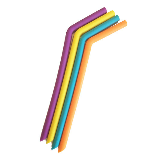 The Last Straw Silicone Straws 10.5 Inch Bent, 16 Pack, Soft Reusable Wide Drinking Straws in Assorted, Bold or Pastel Colours - Assorted