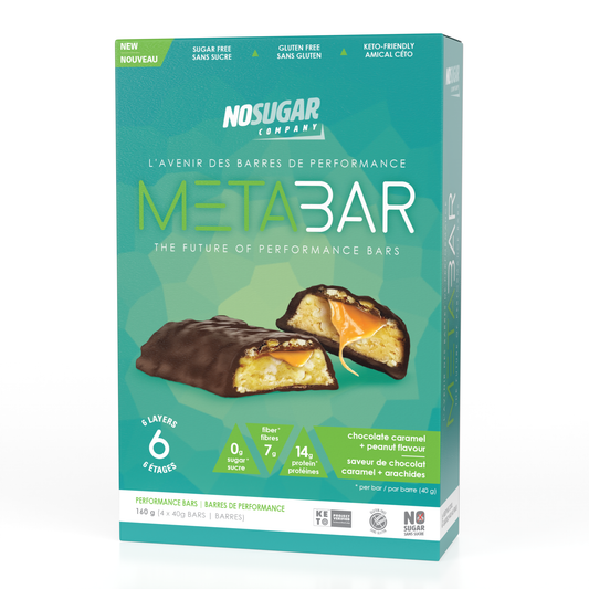Chocolate Caramel Peanut 4-Pack | No Sugar Company Meta Bar Chocolate Caramel Peanut