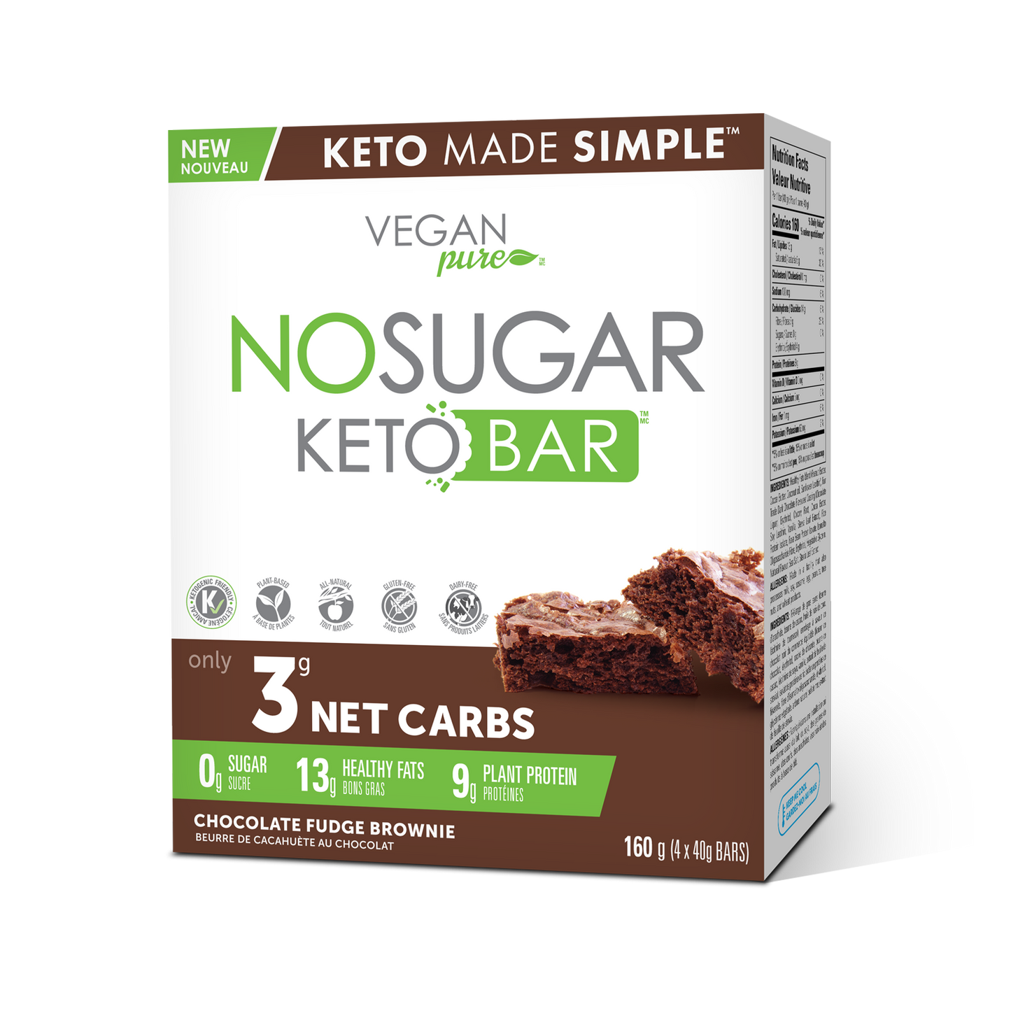 Chocolate Fudge Brownie 4-Pack | No Sugar Company Keto Bar Chocolate Fudge Brownie