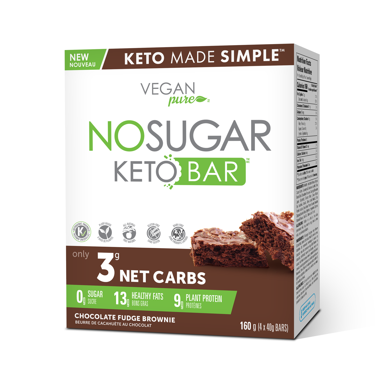 Chocolate Fudge Brownie 4-Pack | No Sugar Company Keto Bar Chocolate Fudge Brownie