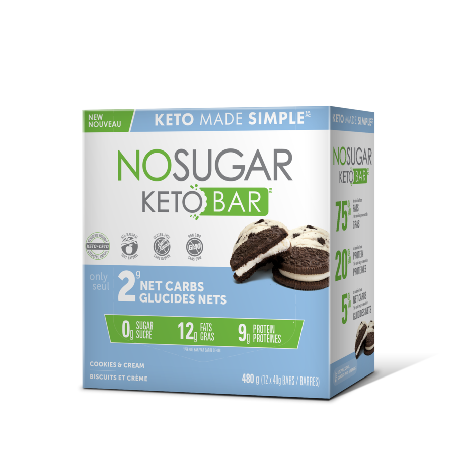 No Sugar Company Keto Bar, 0g Sugar Low Net Carb Bars, Case of 12 or 4-Pack