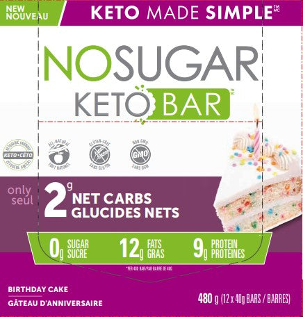 No Sugar Company Keto Bar, 0g Sugar Low Net Carb Bars, Case of 12 or 4-Pack