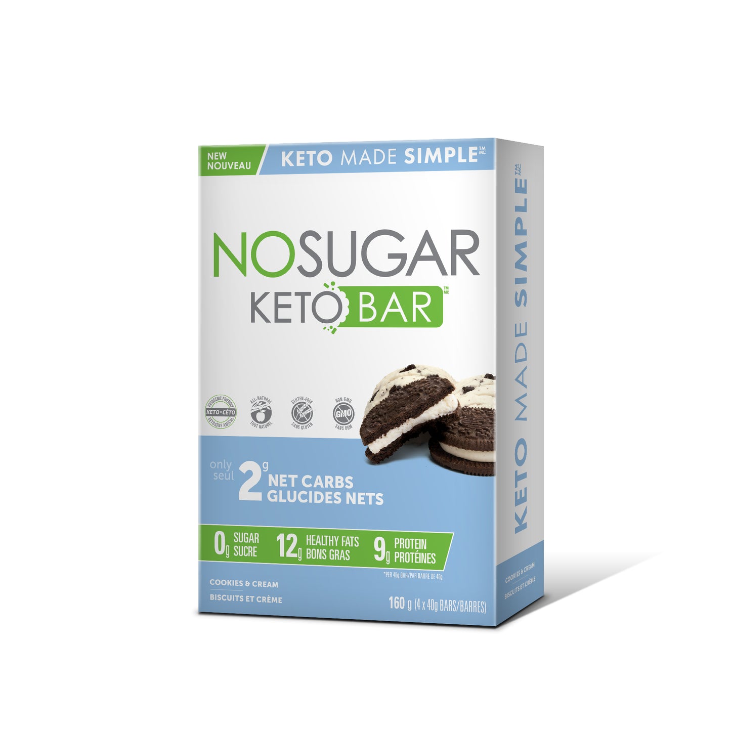 Cookies & Cream 4-Pack | No Sugar Company Keto Bar Cookies & Cream