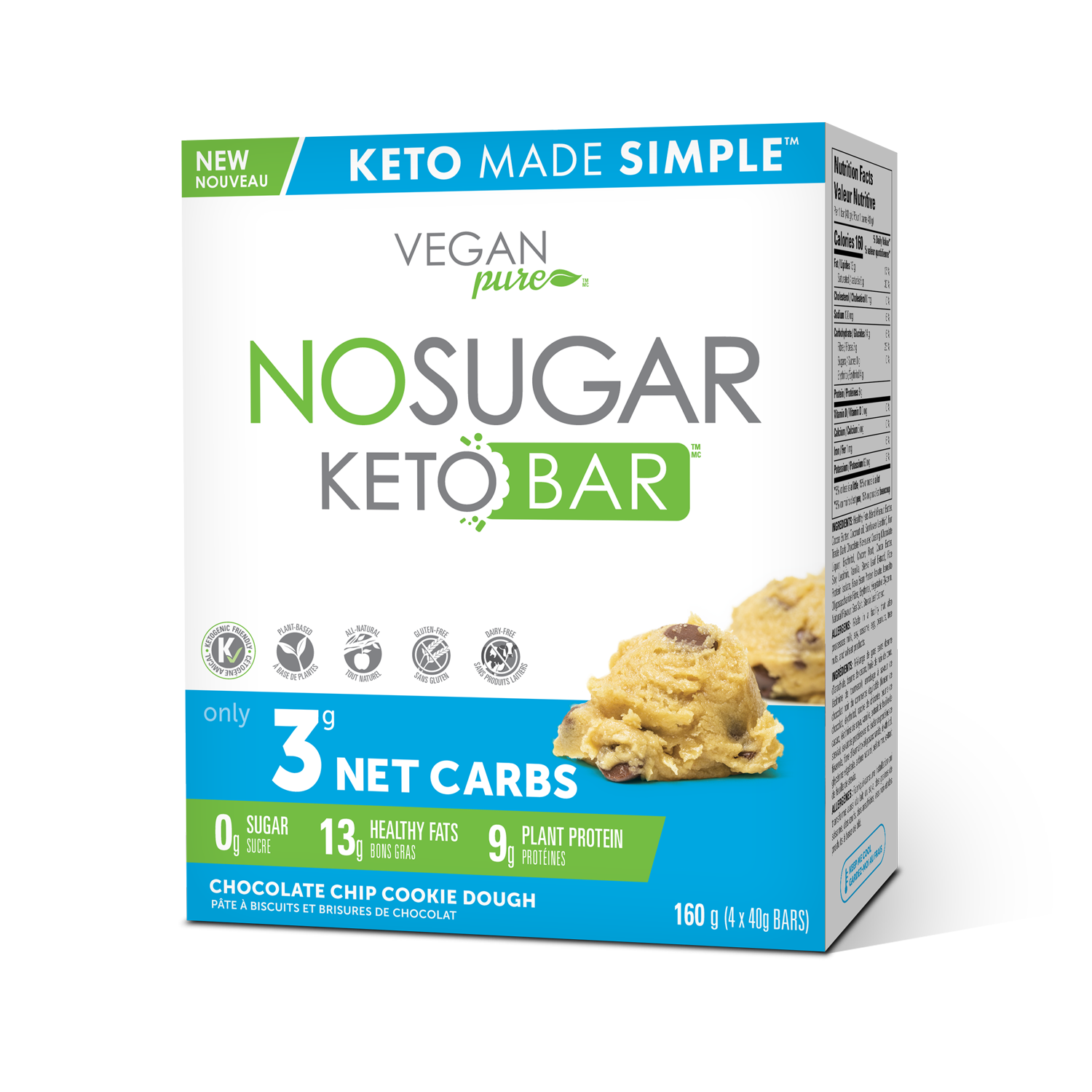 Chocolate Chip 4-Pack | No Sugar Company Keto Bar Chocolate Chip