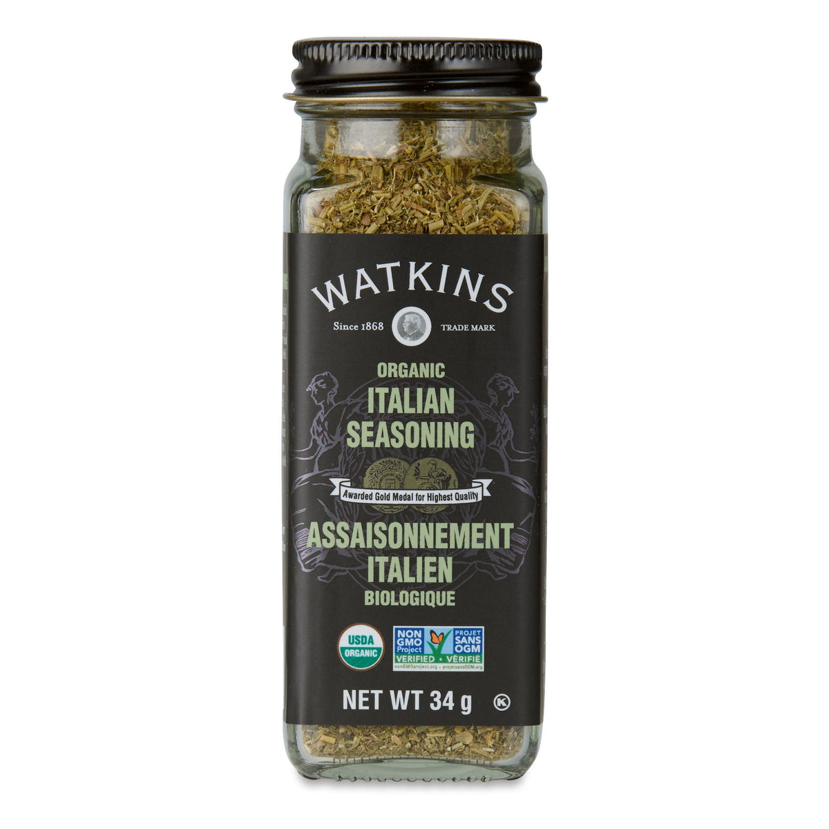 Watkins Organic Herb and Spice Blends, Pack of 3 Jars - Italian Seasoning, 3 x 34g