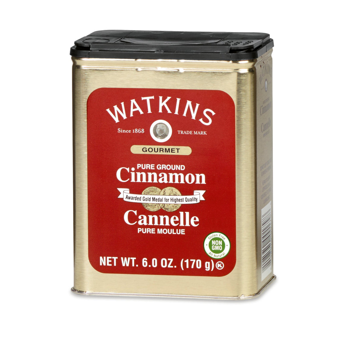 Watkins Pure Ground Cinnamon and Black Pepper, Case of 6 or 12 - Ground Cinnamon, 6 x 170g