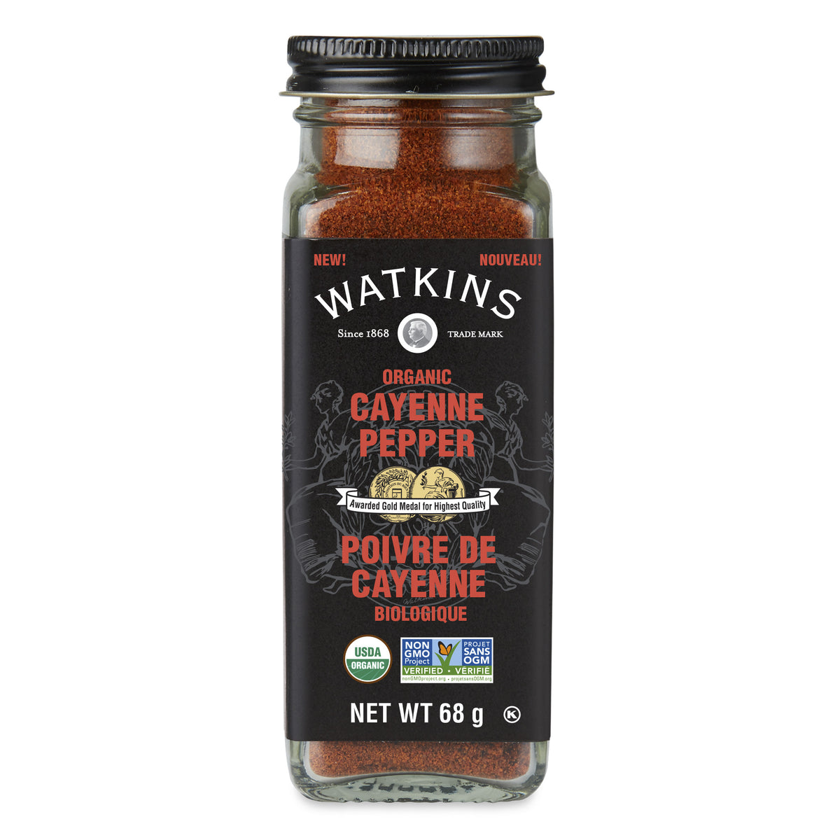 Watkins Organic Savoury Spices and Peppers, Pack of 3 Jars - Cayenne Pepper, 3 x 68g