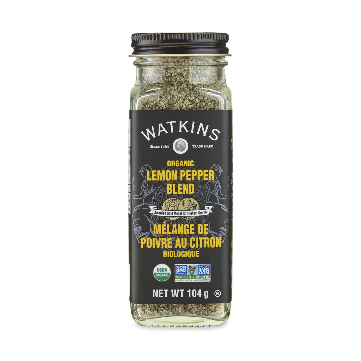 Watkins Organic Seasoning Salts and Blends, Pack of 3 Jars - Lemon Pepper, 3 x 104g