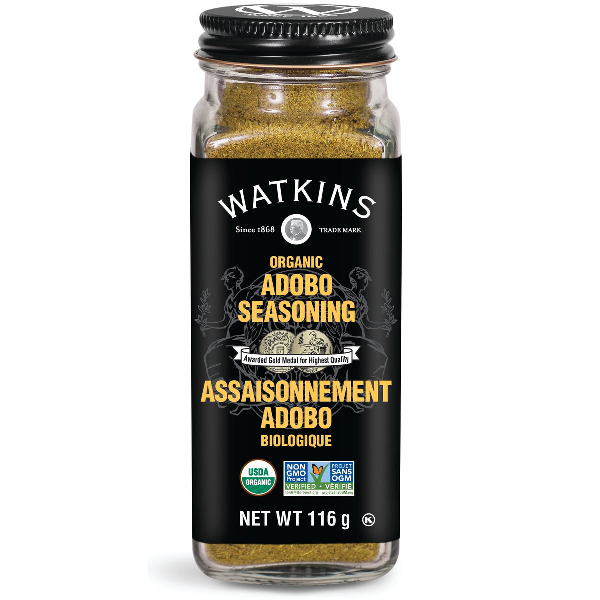 Watkins Organic Seasoning Salts and Blends, Pack of 3 Jars - Adobo Seasoning, 3 x 116g