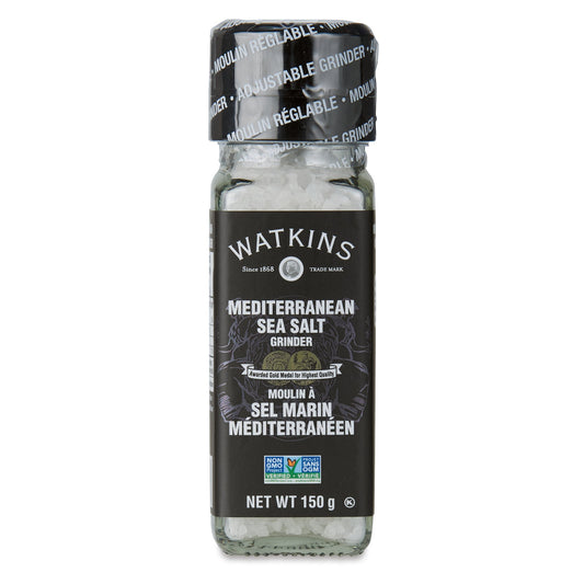 Watkins Sea Salt and Himalayan Pink Salt, Pack of 3 - Mediterranean Sea Salt Grinder, 3 x 150g