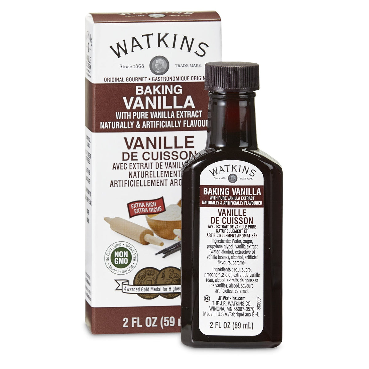 Watkins Baking Vanilla, Clear Vanilla and Vanilla Bean Paste, Case of 12 x 59ml or 56g - Baking Vanilla, 12 x 59ml