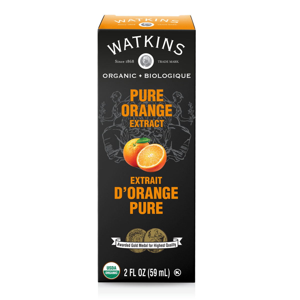 Watkins Pure Lemon, Orange, Almond and Peppermint Extracts, Case of 6 or 12 x 59ml - Organic Pure Orange, 12 x 59ml