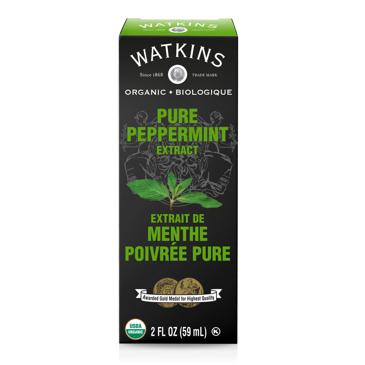 Watkins Pure Lemon, Orange, Almond and Peppermint Extracts, Case of 6 or 12 x 59ml - Organic Pure Peppermint, 12 x 59ml