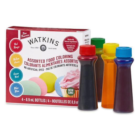 Watkins Natural Food Colouring and Decorating Sprinkles, Case of 6 or Pack of 3 - Assorted Food Colouring, 6 x 4-colour packs