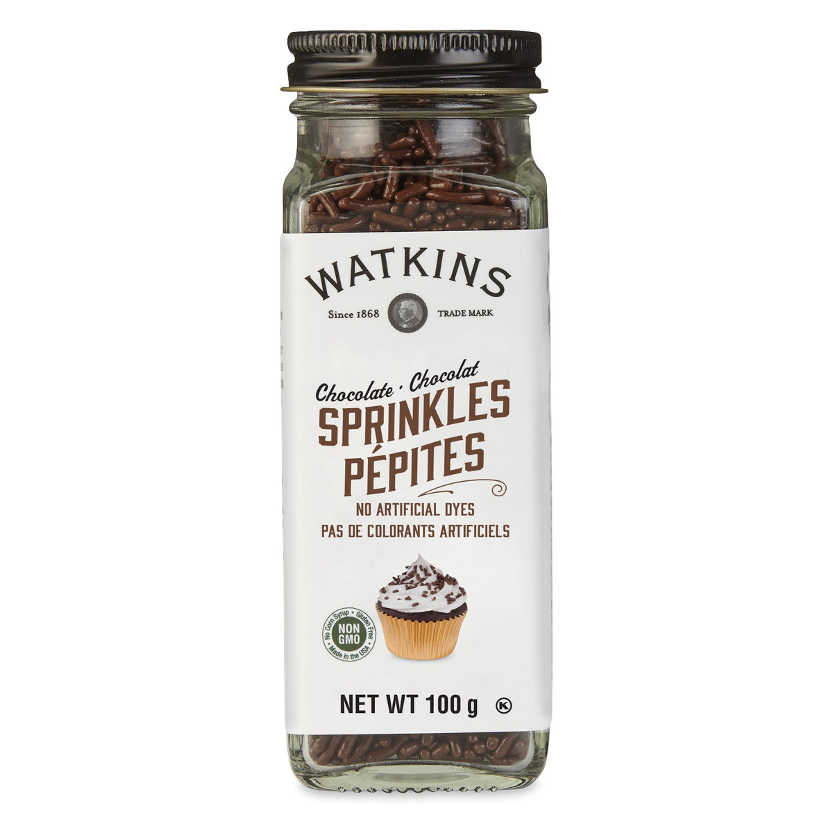 Watkins Natural Food Colouring and Decorating Sprinkles, Case of 6 or Pack of 3 - Chocolate Sprinkles, 3 x 100g