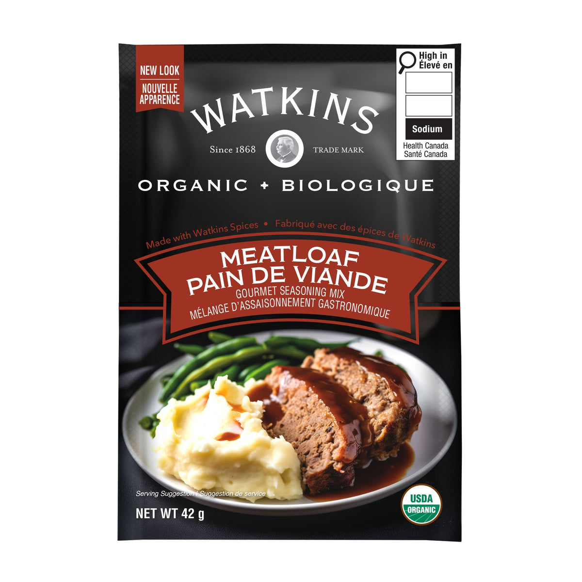 Watkins Organic Seasoning Mix Packets, Case of 12 Pouches - Meatloaf, 12 x 42g