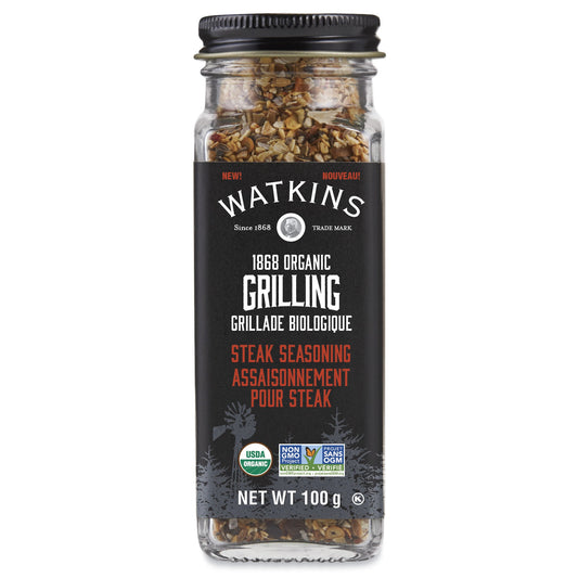 Watkins Organic Grilling Seasonings and Rubs, Pack of 3, incl. Salt-Free - Steak, 3 x 100g