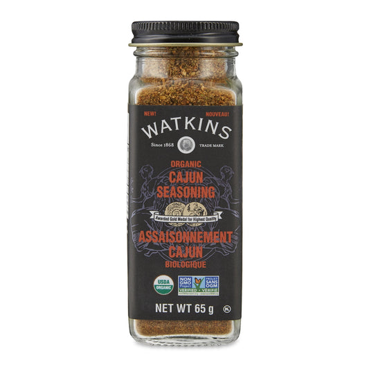 Watkins Organic Cajun, Garlic Herb or Chives, or Cream of Tartar, Pack of 3 - Organic Cajun Seasoning, 3 x 65g