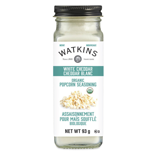 Watkins Organic Popcorn Seasoning, Pack of 3 - White Cheddar, 3 x 93g