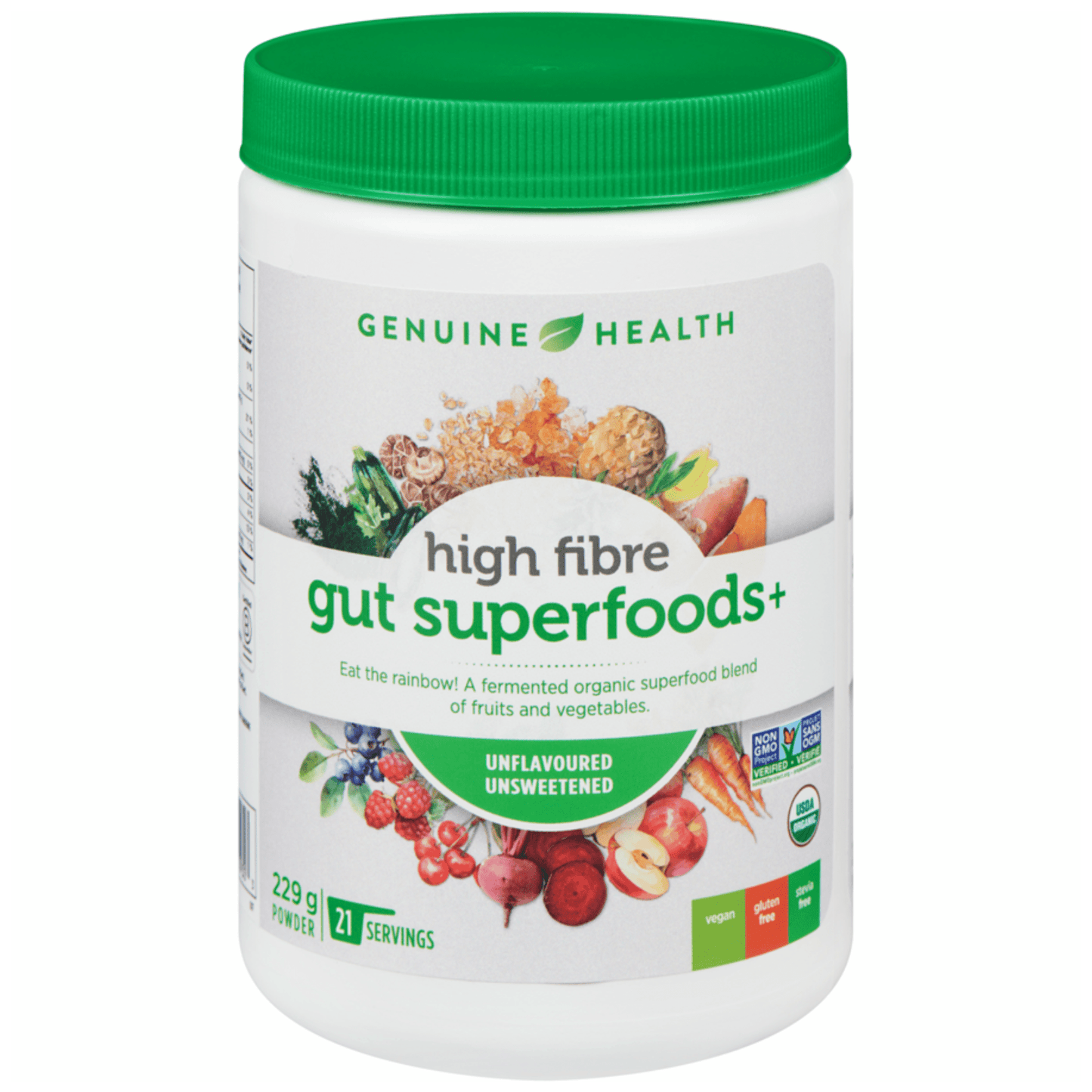 Unflavoured & Unsweetened 21 Servings (229g-273g) | Genuine Health High Fibre Gut Superfoods+ Powder