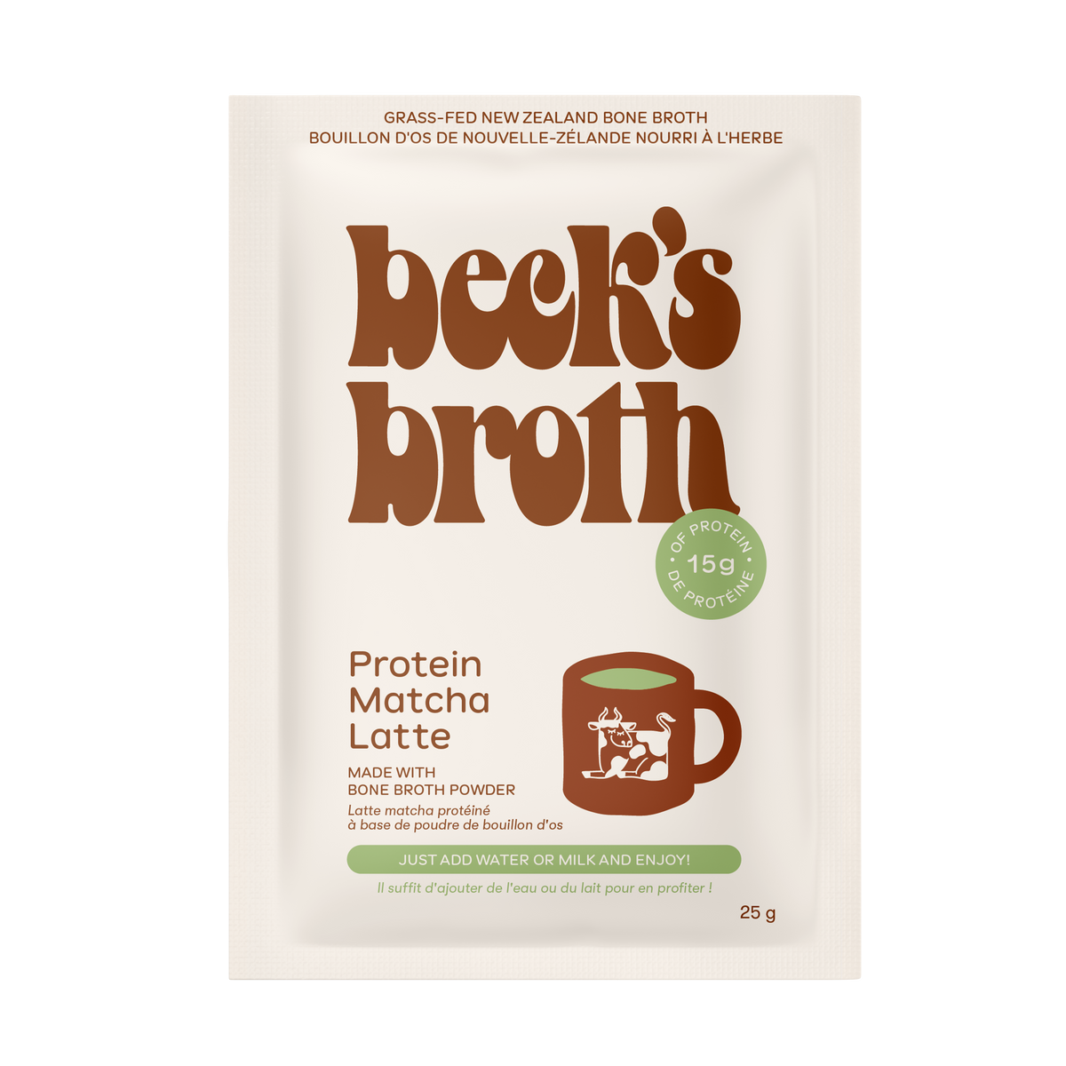 Beck's Broth Protein Matcha Latte - Case of 12 Sachets